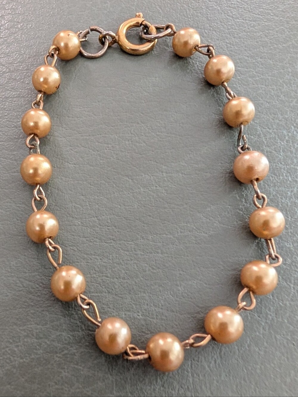 Vintage Germany Gold Tone Acrylic Beaded Bracelet